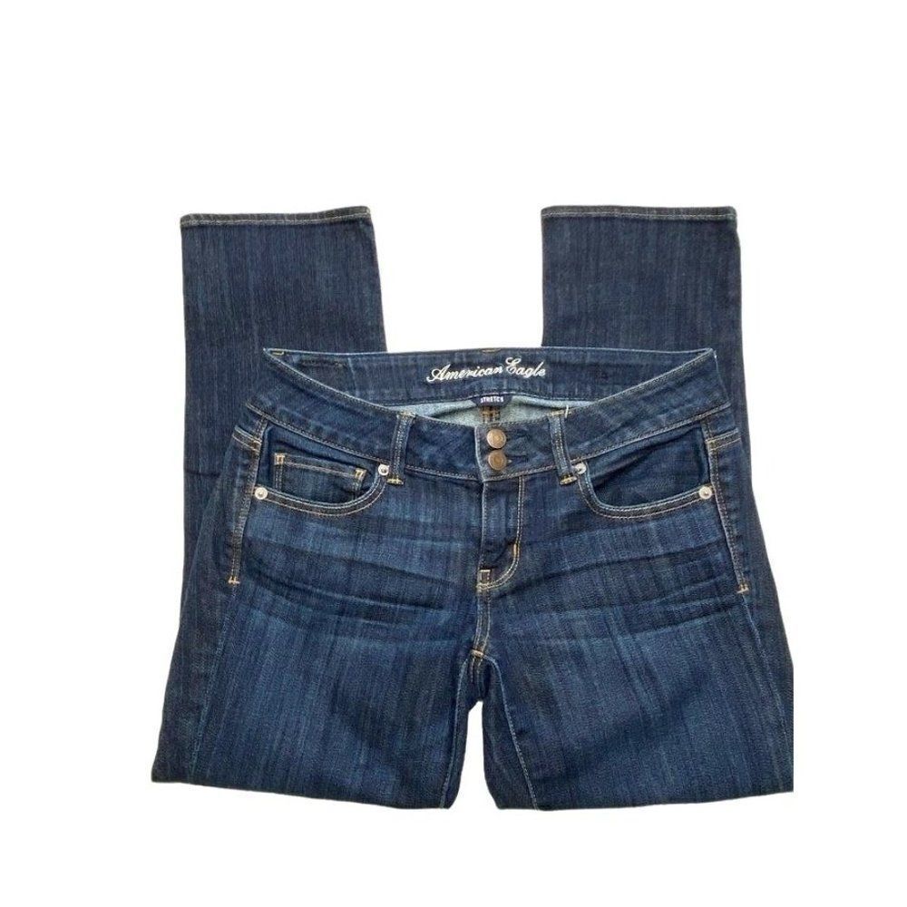 AMERICAN EAGLE AEO Artist Dark Wash Denim‎ Cropped Jeans sz 4